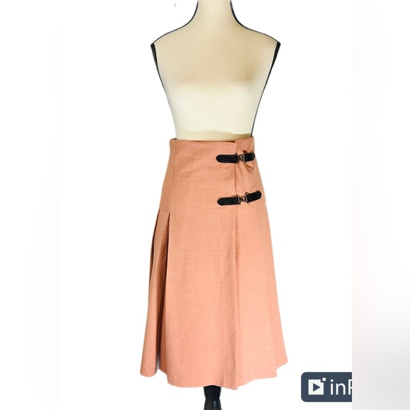 NWT ZARA Slit Pleated Midi Women's Kilt with Buckle Fasteners  SZ XS - Picture 3 of 13